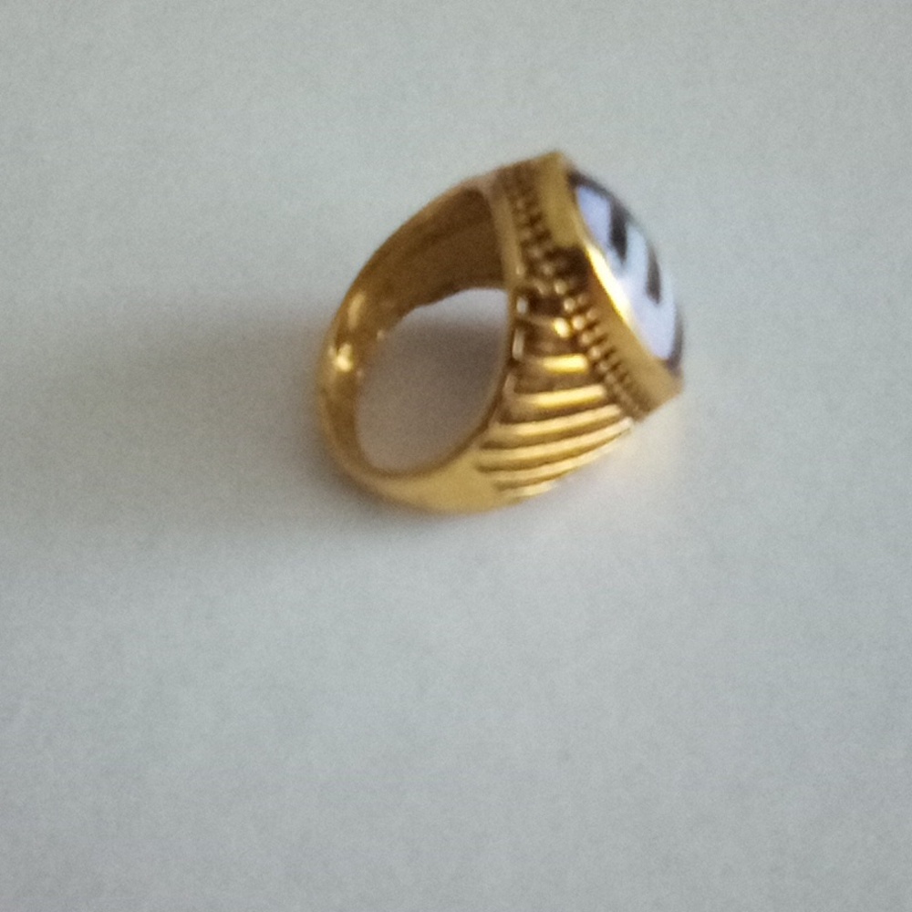 Monogram Initial "E "Ring Semi Precious Stones Sz… - image 2